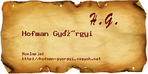 Hofman Györgyi névjegykártya